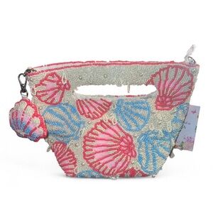 Seashell Women's beaded crossbody Bag Pink and Blue made in india